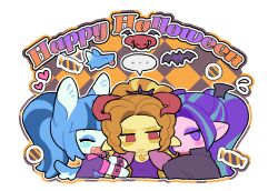 ... 3girls :d :| ^_^ adagio_dazzle adagio_dazzle_(human) animal_ears aqua_hair aria_blaze aria_blaze_(human) black_cape black_wings blonde_hair blue_eyeshadow blue_hair blue_tail border bracelet breasts brown_background candy cape checkered_background chinese_commentary choker closed_eyes closed_mouth colored_skin commentary_request crescent crescent_necklace cropped_torso demon_horns eyeshadow fake_horns fang flying_sweatdrops food happy_halloween head_wings heart high_ponytail highres horns jacket jewelry jitome kemonomimi_mode long_hair looking_at_viewer lwen makeup multicolored_hair multiple_girls my_little_pony my_little_pony:_equestria_girls my_little_pony:_friendship_is_magic necklace no_pupils open_mouth orange_background orange_hair outline parted_bangs pink_choker pink_skin ponytail purple_eyes purple_eyeshadow purple_hair purple_jacket purple_shirt red_eyes shirt short-sleeved_jacket short_sleeves simple_background small_breasts smile sonata_dusk sonata_dusk_(human) spiked_bracelet spiked_choker spikes spoken_ellipsis streaked_hair tail twintails two-tone_background two-tone_hair white_border white_outline white_skin wings wolf_ears wolf_girl wolf_tail wrapped_candy yellow_eyeshadow yellow_skin