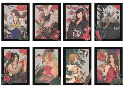 6+girls absurdres aerith_gainsborough animal_ears armor arms_up ashelia_b&#039;nargin_dalmasca bird black_hair bow brown_hair cat_ears crimson_sun cross-laced_clothes dancing dark-skinned_female dark_skin dress dress_bow final_fantasy final_fantasy_vi final_fantasy_vii final_fantasy_vii_remake final_fantasy_x final_fantasy_xii final_fantasy_xiv fingernails floral_print flower fran_(ff12) fur_trim goose green_hair grey_hair hair_ornament hair_over_one_eye hair_stick hanafuda highres japanese_clothes kimono long_fingernails lulu_(ff10) multiple_girls official_alternate_costume pantyhose rabbit_ears square_enix staff swallow_(bird) swan tifa_lockhart tifa_lockhart_(exotic_dress) tina_branford wall_market wings y&#039;shtola_rhul yuna_(ff10)