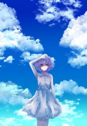 absurdres act-age angel angelic bad_tag calm clean highres momoshiro_chiyoko non-web_source pale_color short_hair simple_background smile solo white_hair yellow_eyes