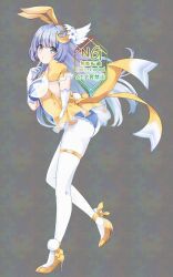 1girl ass breasts date_a_live dress gloves grey_eyes grey_hair highres hoshibana_anima izayoi_miku long_hair pantyhose rabbit_ears