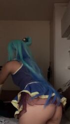 Rule 34 | 1girl, animated, aqua (konosuba), aqua (konosuba) (cosplay), ass, audible speech, blue hair, brazilian (nationality), cosplay, female focus, kono subarashii sekai ni shukufuku wo!, long hair, looking at viewer, nerokosplayer, no panties, photo (medium), real life, skirt, solo, sound, tagme, teeth, video