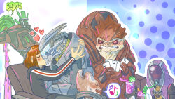 Rule 34 | blush, card, drell, english text, garrus vakarian, heart, juice, kiss, krogan, mass effect (series), mordin solus, music, quarian, salarian, singing, speech bubble, tali&#039;zorah, thane krios, tumblr, turian, urdnot wrex