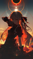 Rule 34 | 1girl, absurdres, ascot, bang dream!, bang dream! it&#039;s mygo!!!!!, black ascot, black corset, black skirt, braid, brooch, closed mouth, cloud, cloudy sky, collared shirt, corset, cowboy shot, evening, gloves, grey gloves, hair ribbon, highres, jewelry, lettereast, long hair, oblivionis (bang dream!), open mouth, puppet strings, red ribbon, red shirt, ribbon, serious, shirt, short sleeves, skirt, sky, solo, togawa sakiko, very long hair, yellow eyes