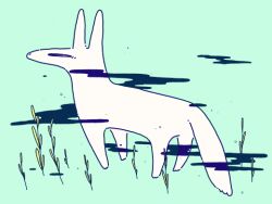 animal animal_focus animated animated_gif cloud creature dog looking_to_the_side looping_animation original ph4_18c solo standing telescope wheat white_dog