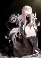 Rule 34 | 1girl, asubo, black cape, black dress, black feathers, black tiara, breasts, cape, cleavage, death-sensei (mori calliope), detached sleeves, dress, feathers, hololive, hololive english, large breasts, long hair, looking at viewer, mori calliope, mori calliope (1st costume), pink eyes, pink hair, red eyes, shoulder spikes, single detached sleeve, spiked cape, spikes, sunglasses, tiara, veil, virtual youtuber
