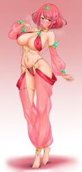 1girl absurdres alternate_costume breasts dancer feichu_keju highres pyra_(xenoblade) red_eyes red_hair solo xenoblade_chronicles_(series) xenoblade_chronicles_2