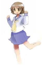 1girl asasow brown_eyes brown_hair hair_ornament hidamari_sketch nichijou school_uniform tokisadame_school_uniform x_hair_ornament yuno_(hidamari_sketch)