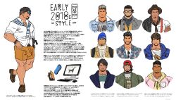 Rule 34 | 2010, 6+boys, absurdres, american flag, american flag print, bara, baseball cap, beanie, blonde hair, brown hair, bulge, cellphone, computer, earrings, eyewear on head, facial hair, flag print, floral print, glasses, goatee, hat, highres, jewelry, kuromine hiraya, layered clothes, male focus, multiple boys, original, phone, shirt, single earring, smartphone, sunglasses, sweater, tattoo, translation request, white shirt