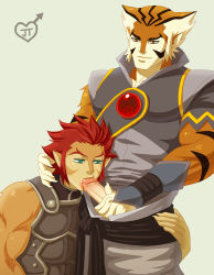 2boys bara erection fellatio furry furry_male jaytee lion-o male_focus multiple_boys oral penis smile thundercats tygra yaoi
