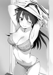 blush hida_reiri lingerie masou_gakuen_hxh novel_illustration official_art underwear undressing