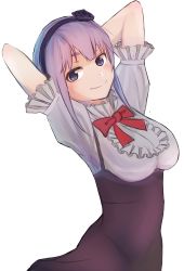 Rule 34 | 10s, 1girl, absurdres, breasts, dagashi kashi, female focus, flower, hair flower, hair ornament, hairband, highres, innsan, looking at viewer, medium breasts, purple hair, shidare hotaru, short hair, smile, solo