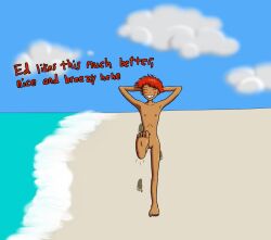 barefoot beach blush_stickers closed_eyes cowboy_bebop edward_wong_hau_pepelu_tivrusky_iv loli nipples nude reansfwart sand smile solo
