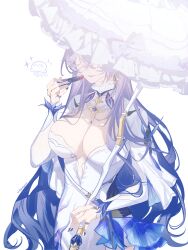 Rule 34 | 1girl, absurdres, breasts, cantarella (wuthering waves), cosmetics, highres, holding, holding lipstick tube, holding umbrella, jellyfish, large breasts, lipstick, lipstick tube, makeup, mark under eye, parasol, pokki961, simple background, solo, umbrella, white background, wuthering waves