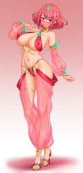 1girl absurdres alternate_costume breasts dancer feichu_keju highres large_breasts pyra_(xenoblade) red_eyes red_hair short_hair solo xenoblade_chronicles_(series) xenoblade_chronicles_2