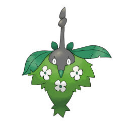 eyelashes flower full_body gen_4_pokemon leaf nintendo no_humans official_art pokemon pokemon_(creature) pokemon_dppt pokemon_focus simple_background solo sugimori_ken third-party_source white_background white_flower wormadam wormadam_(plant)
