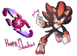 1boy furry furry_male gloves quark196 red_eyes shadow_the_hedgehog simple_background snapping_fingers solo sonic_(series) sonic_battle white_background white_gloves