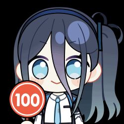 Rule 34 | 1girl, :&gt;, animated, animated gif, aqua eyes, aqua necktie, aris (blue archive), black jacket, blinking, blue archive, blue hair, blue hairband, blue jacket, blush stickers, card, chibi, chunye haruya, closed mouth, collared shirt, dot nose, hair between eyes, hairband, holding, holding card, jacket, long bangs, long hair, long hair between eyes, long sleeves, looking at viewer, lowres, multicolored jacket, necktie, one side up, open clothes, open jacket, school uniform, scorecard, second-party source, shirt, simple background, smile, solo, transparent background, upper body, white jacket, white shirt
