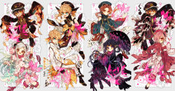 2girls 6+boys akane_aoi aoi_akane black_coat black_hair black_kimono blue_eyes blue_hair blue_hat brothers brown_hair coat double_bun hair_bun hair_intakes hair_ribbon hanako_(jibaku_shounen_hanako-kun) hat head_wings hitodama holding holding_umbrella japanese_clothes jibaku_shounen_hanako-kun kimono koi long_hair low_ponytail minamoto_kou minamoto_teru mitsuba_sousuke multiple_boys multiple_girls open_mouth pink_kimono ponytail ribbon sapphire_(nine) scale_print siblings smile umbrella very_long_hair white_hair wings yashiro_nene yellow_eyes yugi_tsukasa