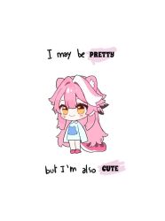Rule 34 | 1girl, animal ear fluff, animal ears, chibi, commentary, elizabeth rose bloodflame (artist), english commentary, english text, hololive, hololive english, kindergarten uniform, long hair, multicolored hair, panther ears, panther girl, panther tail, pink hair, pink shoes, raora panthera, raora panthera (artist), school uniform, second-party revision, self-portrait, shoes, simple background, smile, streaked hair, tail, very long hair, virtual youtuber, white background, white hair, yellow eyes
