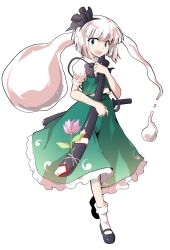 1girl black_bow black_bowtie black_hairband black_shoes blunt_bangs bow bow_hairband bowtie commentary_request dairi frilled_skirt frills full_body green_eyes green_skirt green_vest hairband holding holding_sword holding_weapon katana konpaku_youmu konpaku_youmu_(ghost) large_variant_set mary_janes open_mouth shirt shoes short_hair short_sleeves skirt skirt_set socks solo standing sword touhou transparent_background variant_set vest weapon white_hair white_shirt white_socks