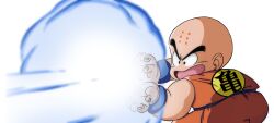1boy bald bald_male black_hair dragon_ball dragon_ball_(classic) highres kamehameha_(dragon_ball) kuririn serious solo tagme toriyama_akira_(style)