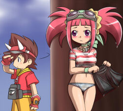 Rule 34 | climax entertainment, dinosaur king, glasses, glasses on head, kodai ryuuta, long hair, nollety, pink hair, purple eyes, tatsuno malm, twintails