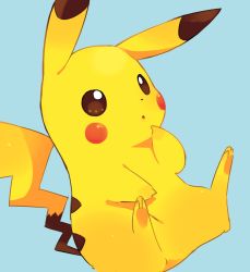 animal_ears feet gen_1_pokemon hideko_(l33l3b) mouse_ears nintendo no_humans open_mouth pikachu pokemon pokemon_(creature) small_hands solo tail