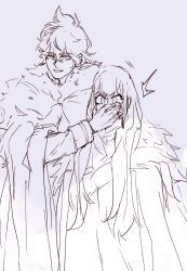 Rule 34 | 1boy, 1girl, black clover, black hair, couple, covering mouth, highres, noelle silva, yuno (black clover)