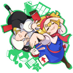 2girls =_= algodoo alice_margatroid animal_ears arrow_(symbol) black_footwear blonde_hair blue_dress blush boots brown_footwear candy capelet chocolate chocolate_bar commentary_request cookie_(touhou) dress food food-themed_hair_ornament full_body gram_9 grater grey_dress grey_hair hair_ornament hairband ichigo_(cookie) long_sleeves milk_carton mouse_ears mouse_girl multiple_girls nazrin necktie nyon_(cookie) open_mouth red_hairband red_necktie red_sash sash shirt shoes short_hair smile socks star_(symbol) strawberry_hair_ornament stuffed_animal stuffed_rabbit stuffed_toy suzu_(cookie) touhou ufo white_capelet white_shirt
