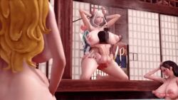 1boy 3d 3girls age_difference animated animated_gif breasts censored cleavage huge_breasts kouzuki_momonosuke large_breasts multiple_girls nami_(one_piece) nico_robin one_piece onee-shota shota vaginal yamato_(one_piece)