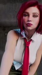 1girl animated ass ass_shake biting_own_lip bouncing_ass breasts camera curvy female_focus formal_clothes from_behind green_eyes huge_ass huge_breasts jiggle large_breasts looking_at_viewer looking_back monna_haddid monnahaddid no_bra pale_skin pants recording red_hair shaking shirt short_hair sideboob sleeveless sleeveless_shirt smile standing suspenders tagme the_king_of_fighters thick_lips thick_thighs thighs twerking vanessa_(kof) video white_shirt wide_hips