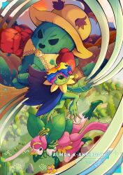 Rule 34 | absurdres, boxing gloves, cactus, digimon, digimon (creature), fairy, flower, highres, lilimon, lilimon x-antibody, monster girl, palmon, palmon x-antibody, petals, plant, plant girl, sharp teeth, spines, teeth, togemon, togemon x-antibody