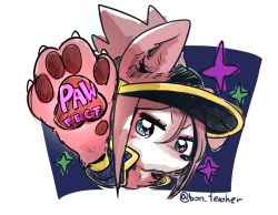 1girl akali animal animalization bon_(rump) dog hat k/da_(league_of_legends) k/da_akali league_of_legends paw ponytail puppy purple_hair