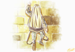 Rule 34 | 1girl, black boots, black hair, blonde hair, boots, braid, buru-dai, commentary request, full body, hololive, hololive dev is, koganei niko, long hair, lying, multicolored hair, on stomach, signature, solo, stone floor, streaked hair, two-tone hair, virtual youtuber