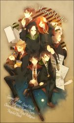 6+boys animification bad_id bad_pixiv_id candy character_name food harry_potter_(series) hogwarts_school_uniform hogwarts_uniform james_potter lily_evans male_focus multiple_boys necktie peter_pettigrew quill regulus_arcturus_black remus_lupin school_uniform severus_snape sirius_black soul126 striped_neckwear wand wizarding_world