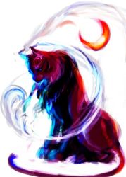 animal bad_id bad_pixiv_id bayonetta_(series) bayonetta_1 blue_eyes jeanne_(bayonetta) lynx moon no_humans seitsuji simple_background solo