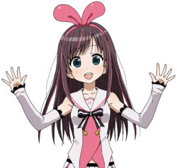 1girl :d bad_source black_ribbon blue_eyes breasts brown_hair collarbone detached_sleeves hairband hands_up kizuna_ai kizuna_ai_inc. long_hair long_sleeves looking_at_viewer lowres maso_(ascii_art) medium_breasts multicolored_hair open_mouth pink_hair pink_hairband pink_shirt pink_streaks ribbon round_teeth sailor_collar shirt simple_background sleeveless sleeveless_shirt smile solo streaked_hair teeth two-tone_hair two-tone_ribbon two-tone_shirt upper_teeth_only virtual_youtuber w_arms white_background white_ribbon white_sailor_collar white_shirt white_sleeves