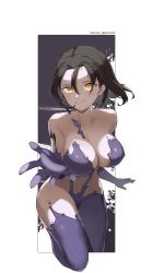 1girl absurdres black_hair breasts highres kazama_jun large_breasts looking_at_viewer namco smile tekken unknown_(tekken) yellow_eyes