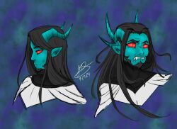 Rule 34 | alternate universe, black hair, danny phantom, danny phantom kindred au, demon, demon horns, fangs, horns, nickelodeon, no humans, non-web source, red eyes, vlad masters, vlad plasmius