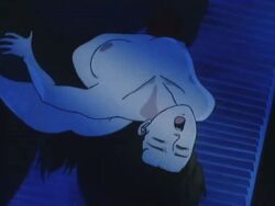 1980s_(style) 1989 1boy 1girl animated animated_gif breasts brown_hair closed_eyes demon glowing glowing_eyes hair_ribbon implied_sex interspecies ito_akemi lowres missionary monster nipples nude oldschool open_mouth rape red_eyes retro_artstyle ribbon sex small_breasts tagme twintails urotsukidouji window window_blinds
