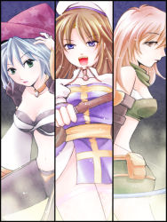 arch_bishop_(ragnarok_online) beret blue_eyes brown_eyes brown_hair green_eyes grey_hair hachipocchi hat magic ragnarok_online ranger ranger_(ragnarok_online) scarf short_hair warlock warlock_(ragnarok_online)