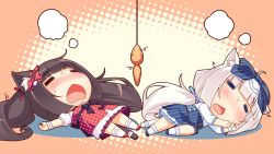 10s 2girls animal_ear_fluff animal_ears brown_hair cat_ears cat_girl cat_tail chibi chibi_only chocola_(nekopara) game_cg highres multiple_girls nekopara sayori_(neko_works) siblings sisters tagme tail tail_ornament twins vanilla_(nekopara) white_hair