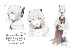 1girl armor artist_request bird blue_bow bow cape english_text feather_trim feh_(fire_emblem_heroes) fire_emblem fire_emblem_heroes hair_bow highres humanization letter nintendo orb owl owl_girl sitting sleeping solo white_background yellow_eyes