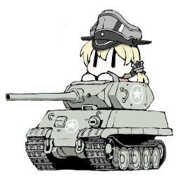 Rule 34 | 1girl, anchor hair ornament, blonde hair, caterpillar tracks, ersatz m10, hair ornament, hat, kantai collection, military, military vehicle, motor vehicle, on tank, panther (tank), peaked cap, prinz eugen (kancolle), solid eyes, solo, tank, tank destroyer, task (s task80), | |
