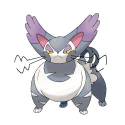 :&lt; animal_focus cat closed_mouth full_body gen_4_pokemon nintendo no_humans official_art pokemon pokemon_(creature) pokemon_dppt pokemon_focus purugly simple_background solo sugimori_ken third-party_source whiskers white_background