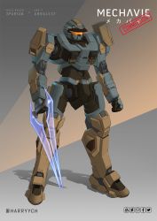 arm_slave_(mecha) artist_name arx-7_arbalest character_name clenched_hand commentary crossover deviantart_logo energy_sword english_commentary facebook_logo full_metal_panic! fusion halo:_reach halo_(game) halo_(series) harryych highres holding holding_sword holding_weapon looking_ahead mecha mecha_focus no_humans pixiv_logo robot science_fiction solo spartan_(halo) sword twitter_logo visor weapon