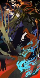 Rule 34 | 1boy, absurdres, bird, black bird, black hair, black hanfu, blue fire, branch, brown hair, bug, butterfly, chinese clothes, closed mouth, colored smoke, crow, fire, floating hair, flower, hair down, hair ribbon, half updo, hanfu, highres, hori airi, insect, long hair, long sleeves, looking at viewer, male focus, modao zushi, official alternate hairstyle, red eyes, red ribbon, ribbon, robe, sketch, smoke, solo, tree, wei wuxian, wei wuxian (yiling laozu), wide sleeves