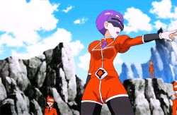 1girl 3boys animated animated_gif celosia_(pokemon) curvy multiple_boys nintendo pokemon pokemon_(anime) purple-tinted_eyewear sky smile team_flare tinted_eyewear visor