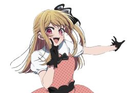 Rule 34 | 1girl, absurdres, animated, animated gif, black bow, black gloves, black ribbon, blonde hair, blush, bow, breasts, dot nose, dress, female focus, gloves, hair bow, highres, hoshino ruby, idol, idol clothes, long hair, looking at viewer, open mouth, oshi no ko, pink dress, pink eyes, pop in 2, ribbon, short sleeves, sidelocks, small breasts, solo, solo focus, star-shaped pupils, star (symbol), star in eye, symbol-shaped pupils, symbol in eye, teeth, upper teeth only