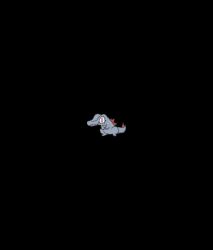 black_background blue_skin colored_skin commentary creatures_(company) crying full_body game_freak gen_2_pokemon highres kamikiririp negative_space nintendo no_humans pokemon pokemon_(creature) red_eyes sharp_teeth simple_background slit_pupils spines standing teeth totodile